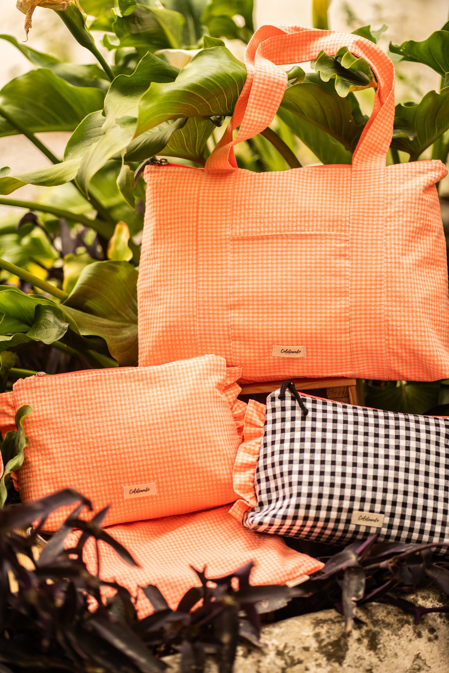 Bolso de playa naranja flúor