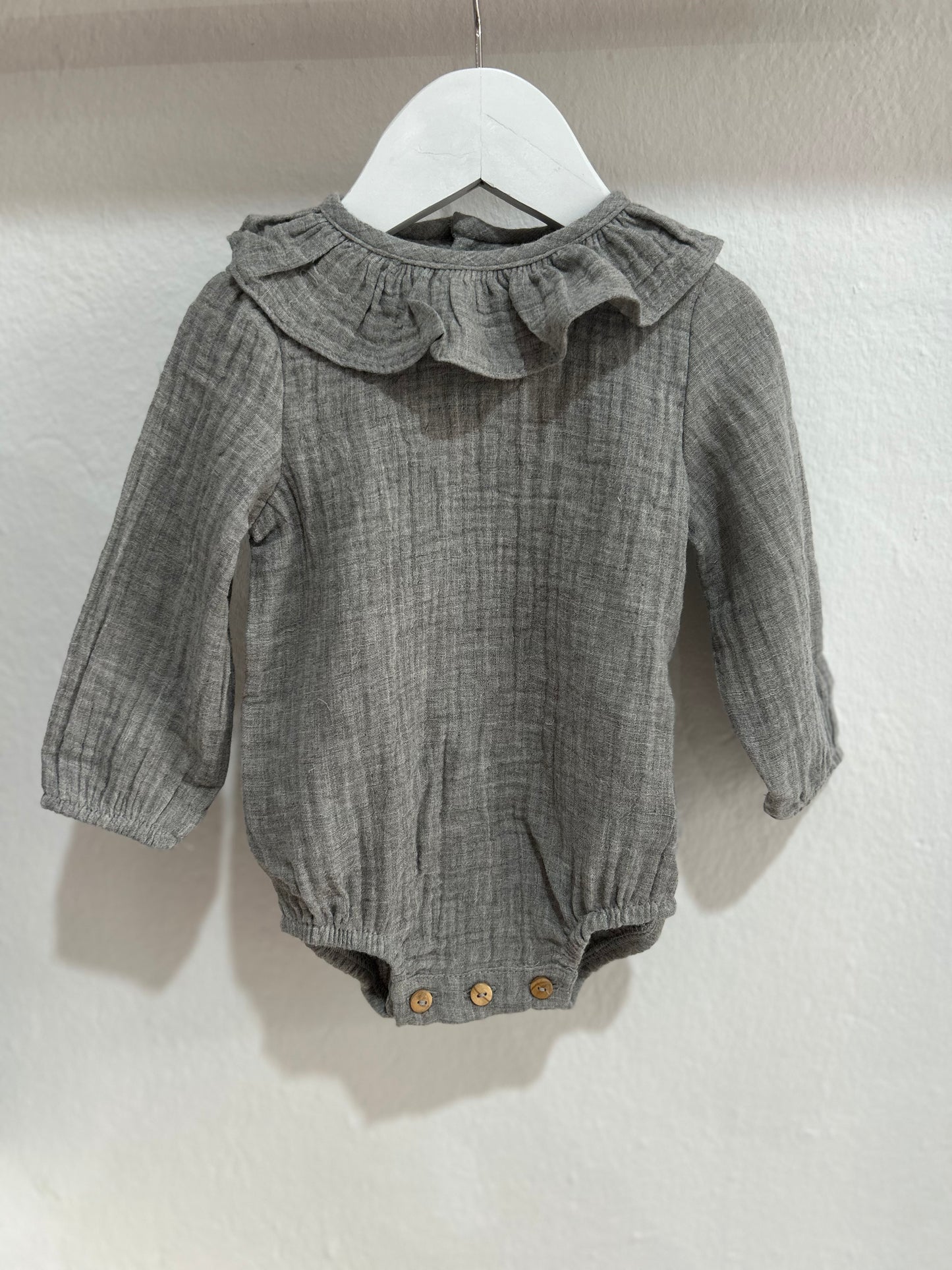 Pelele bambula gris aluminio