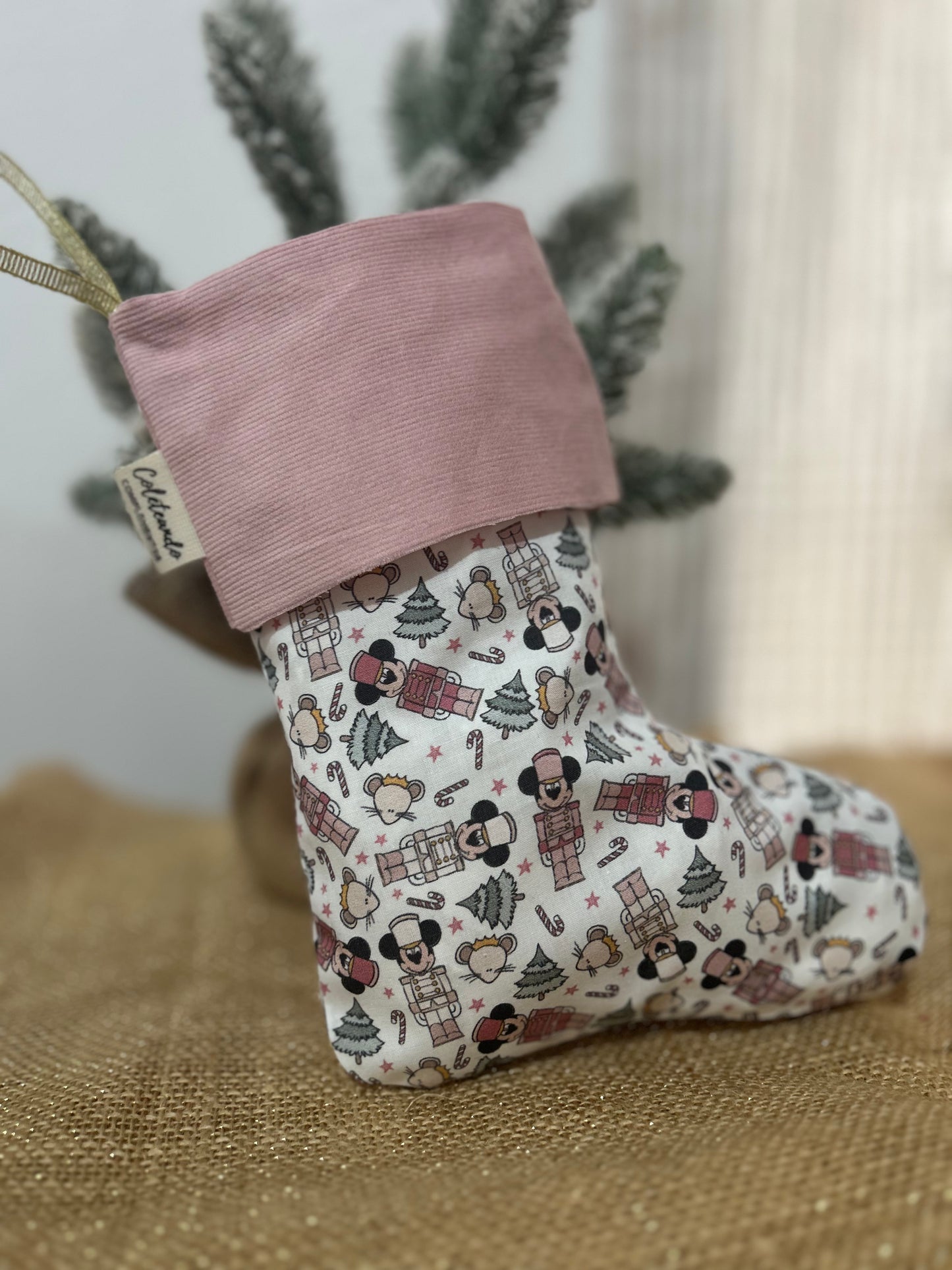 Bota navideña mickey rosa