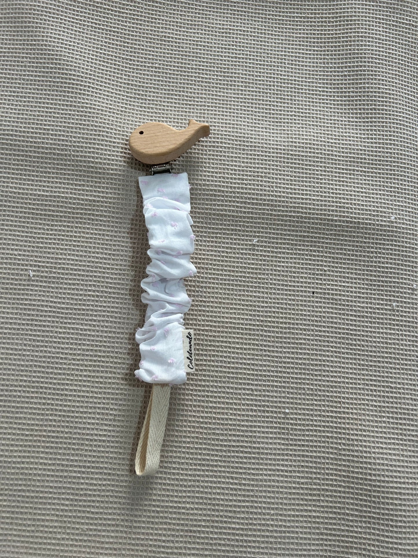 Chupetero plumeti blanco y rosa
