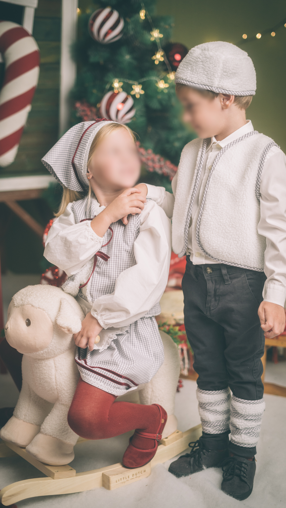 Traje pastorcilla vichy gris