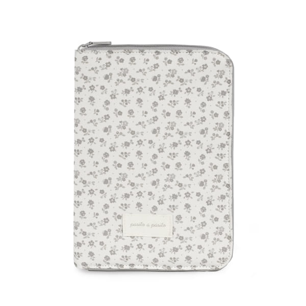 Portadocumento Little Bloom Flor Gris