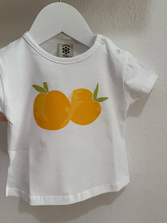 Camiseta blanca naranja