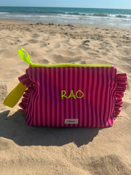 Neceser volante rayas ibiza fuxia