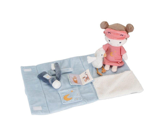 Maleta fiesta de pijamas con muñeca blandita rosa
