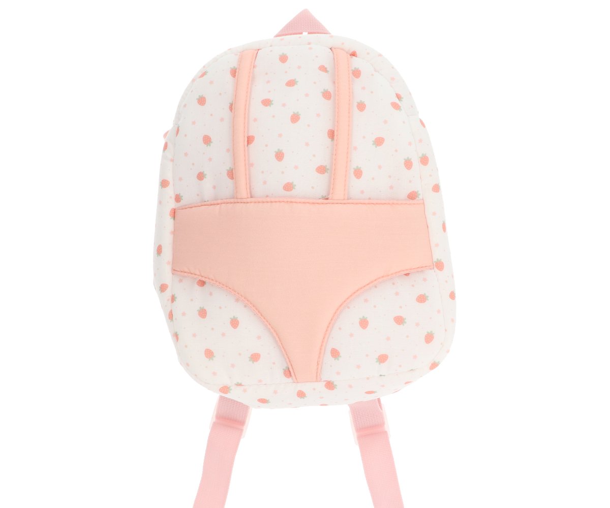 Mochila para muñecas Strawberries blanca