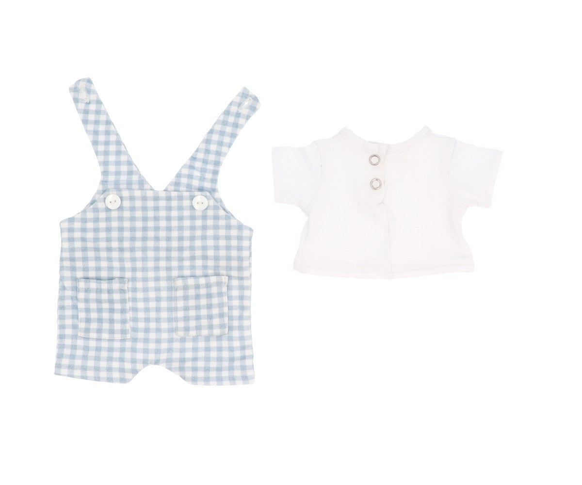 Muñeco Mateo con peto vichy azul