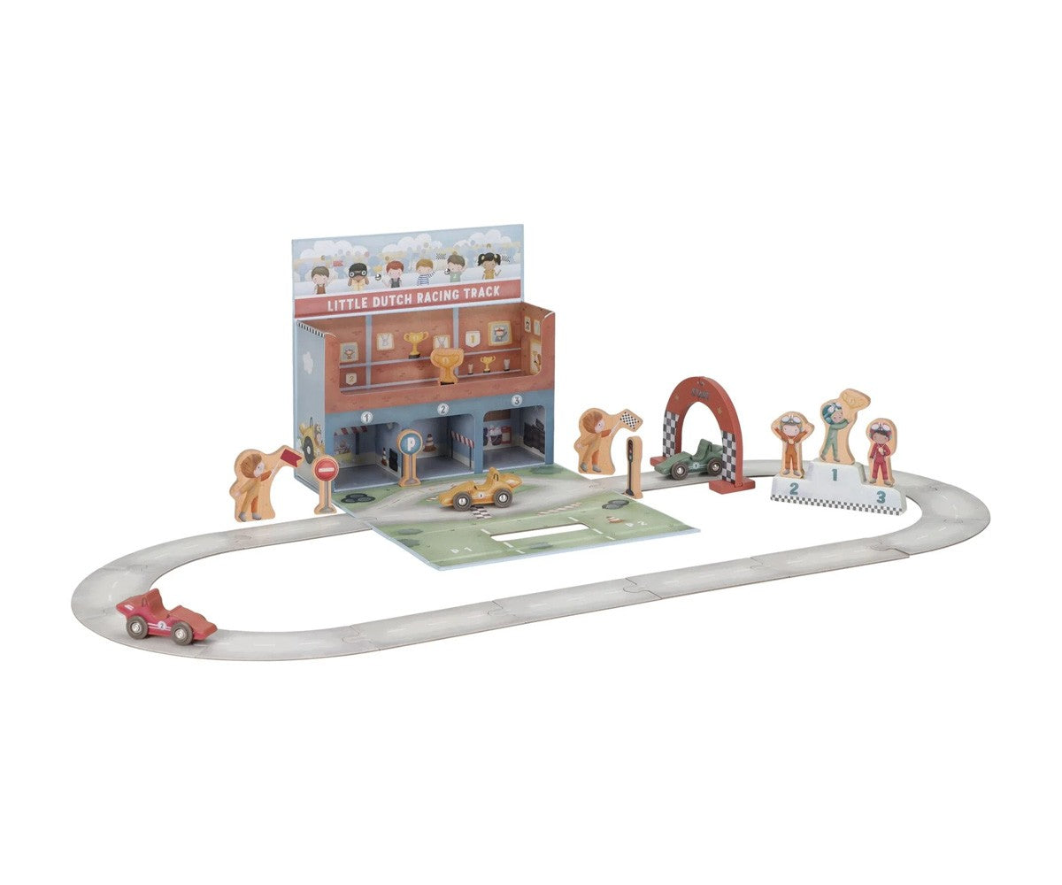 Caja de juegos con pista de carreras