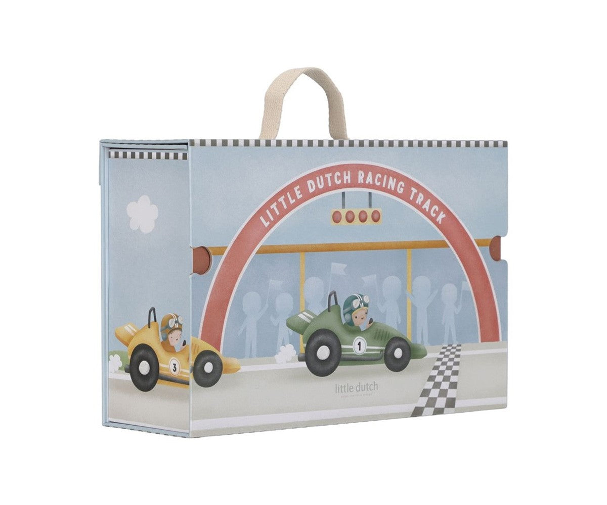 Caja de juegos con pista de carreras