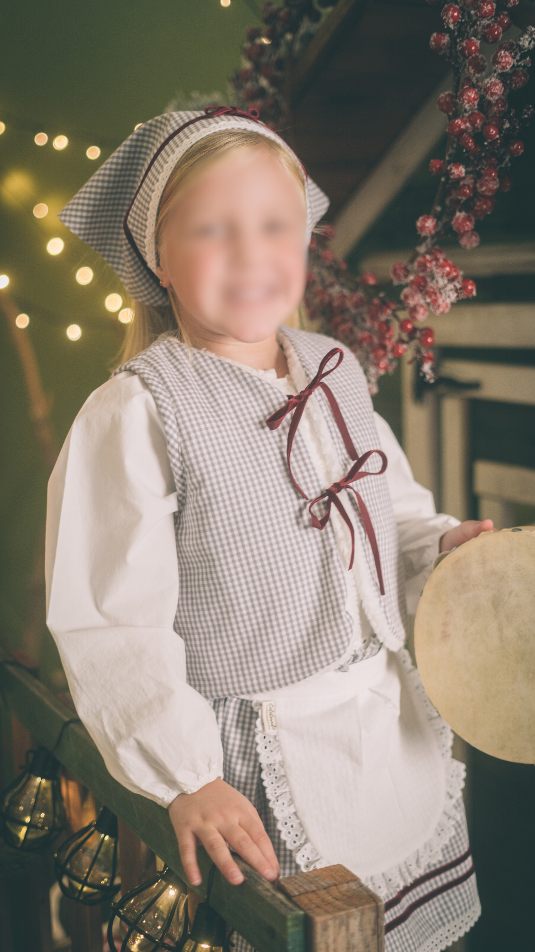 Traje pastorcilla vichy gris