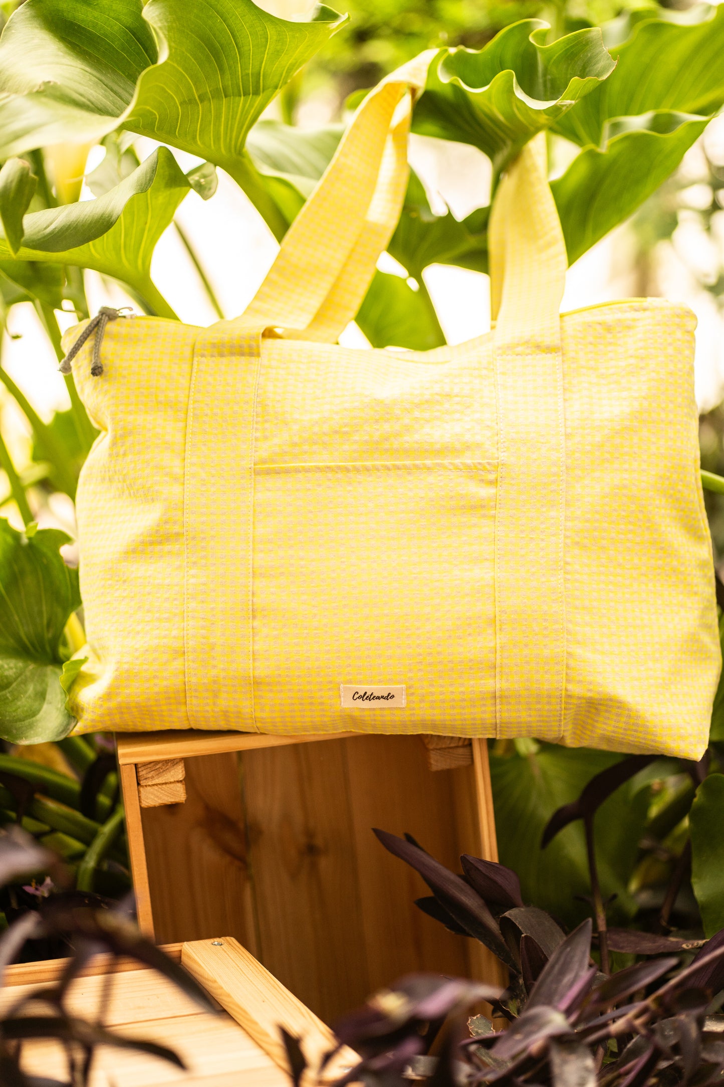 Bolso de playa amarillo flúor