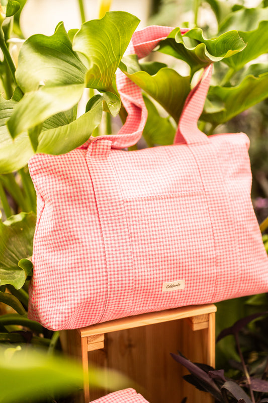 Bolso de playa rosa flúor