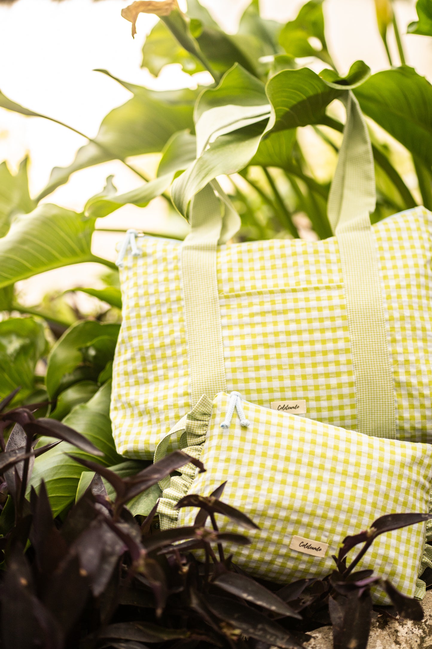 Bolso de playa vichy limonchelo
