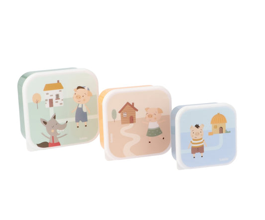 Set 3 cajitas de almuerzo Three Little Pigs