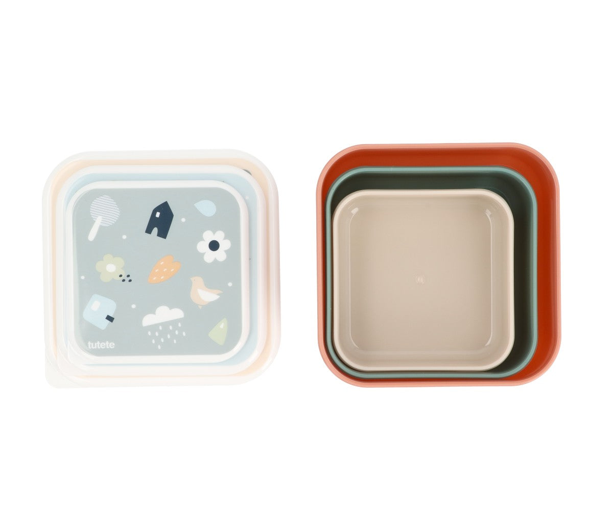 Set de 3 cajitas de almuerzo Geometric Natura