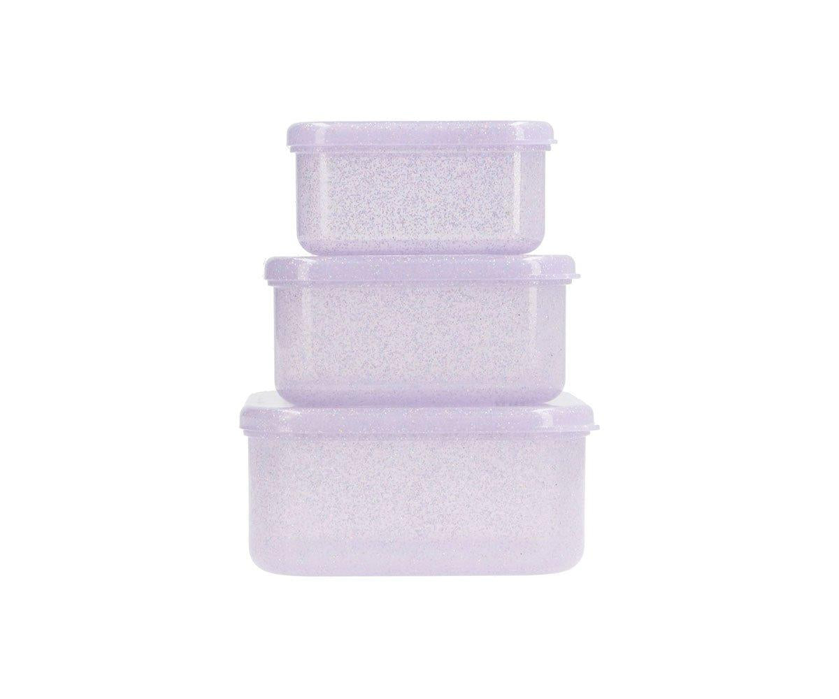 3 cajas almuerzo Glitter lilac