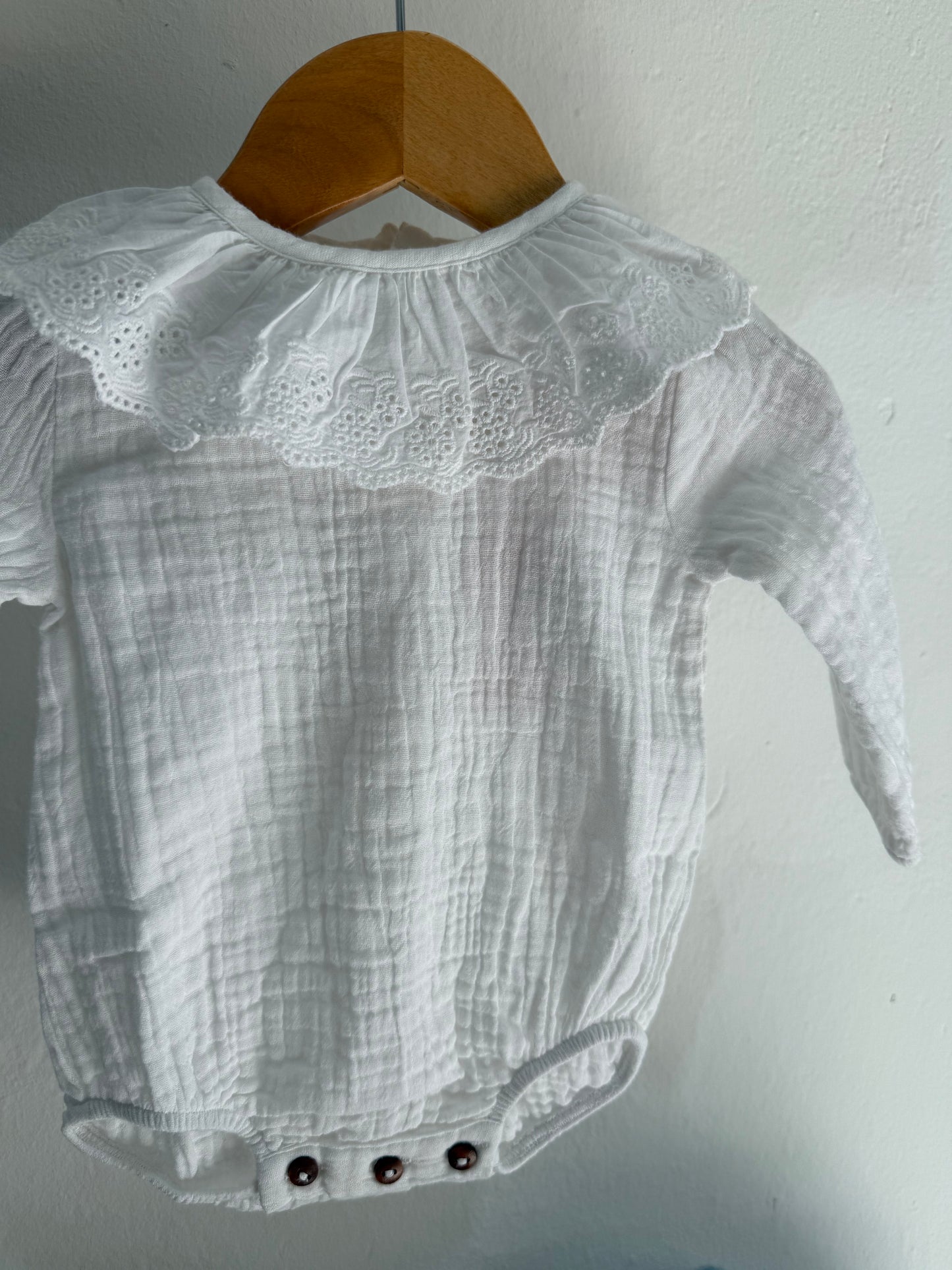 Pelele bambula blanco cuello