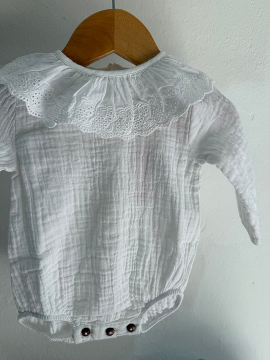 Pelele bambula blanco cuello