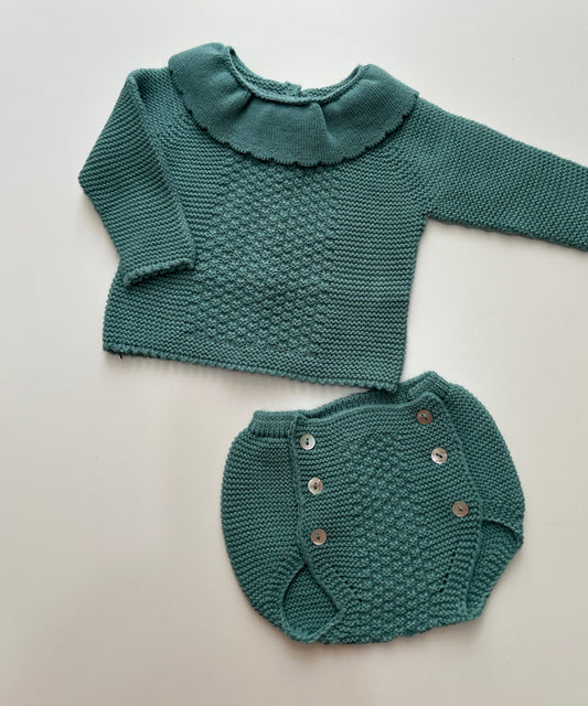 Conjunto punto verde agua