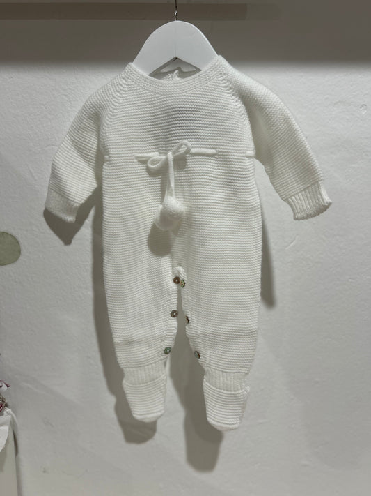 Pelele buzo de punto blanco