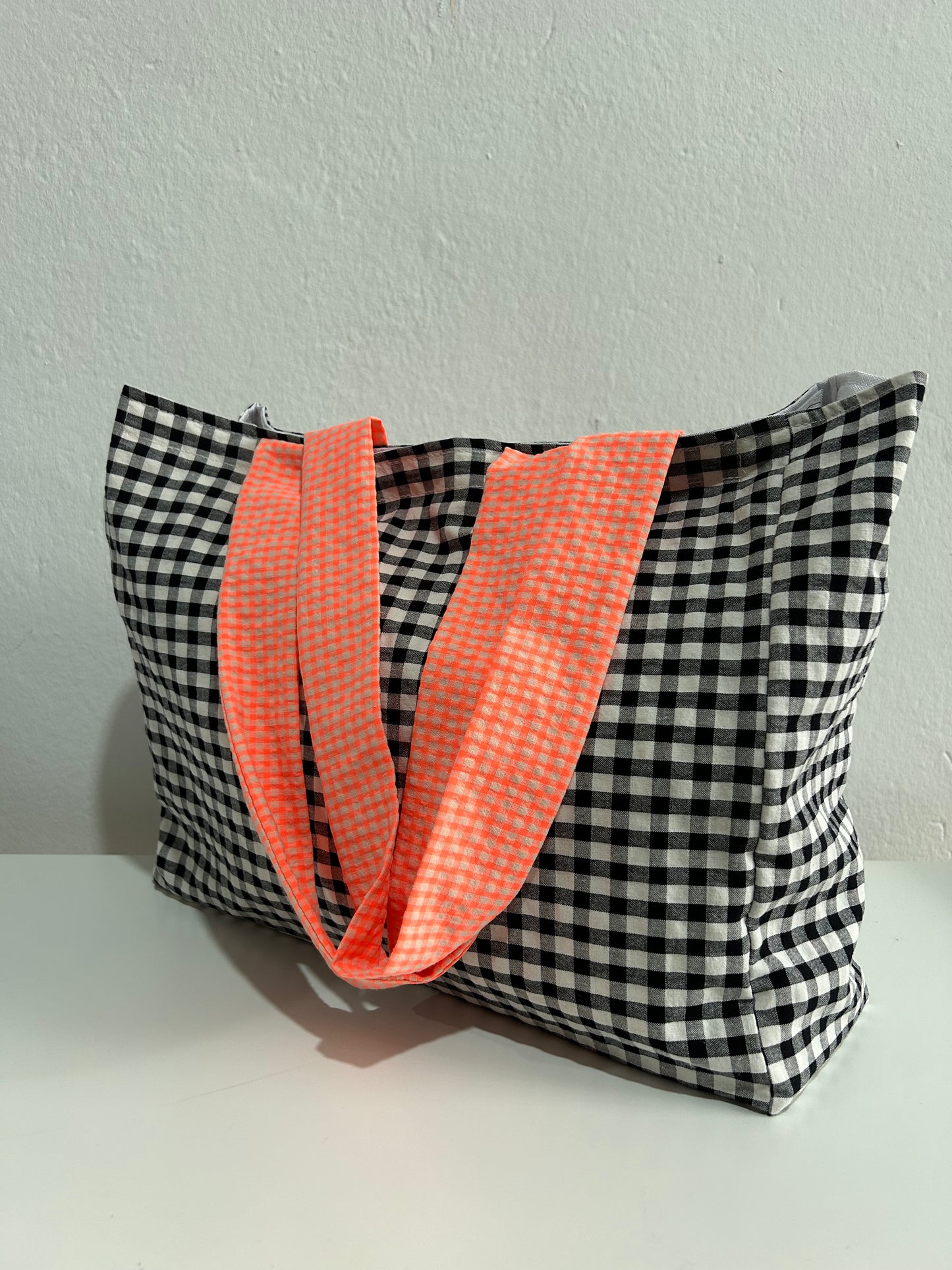 Bolso de playa negro+naranja fluor