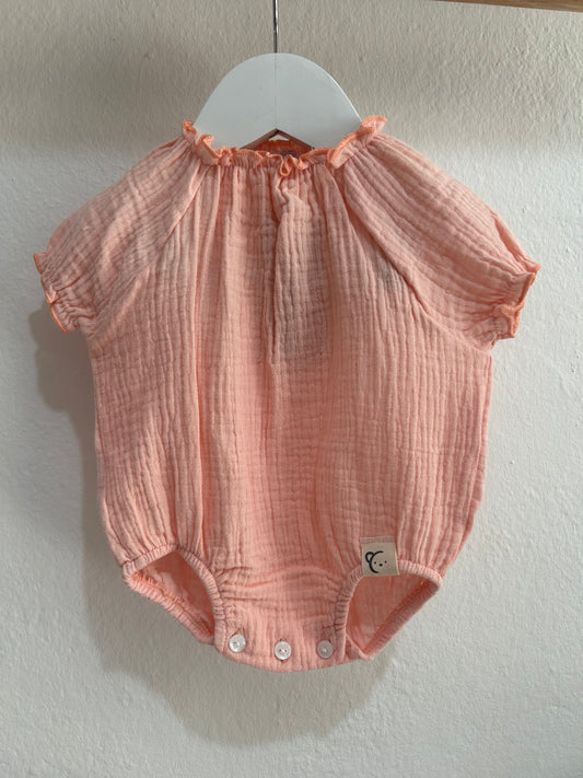 Pelele bambula fruncido rosa