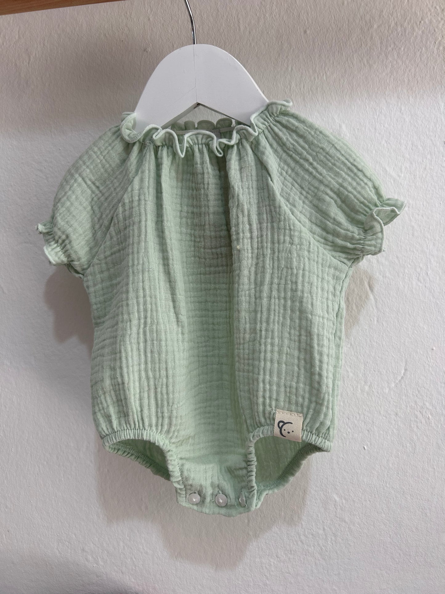Pelele bambula fruncido menta