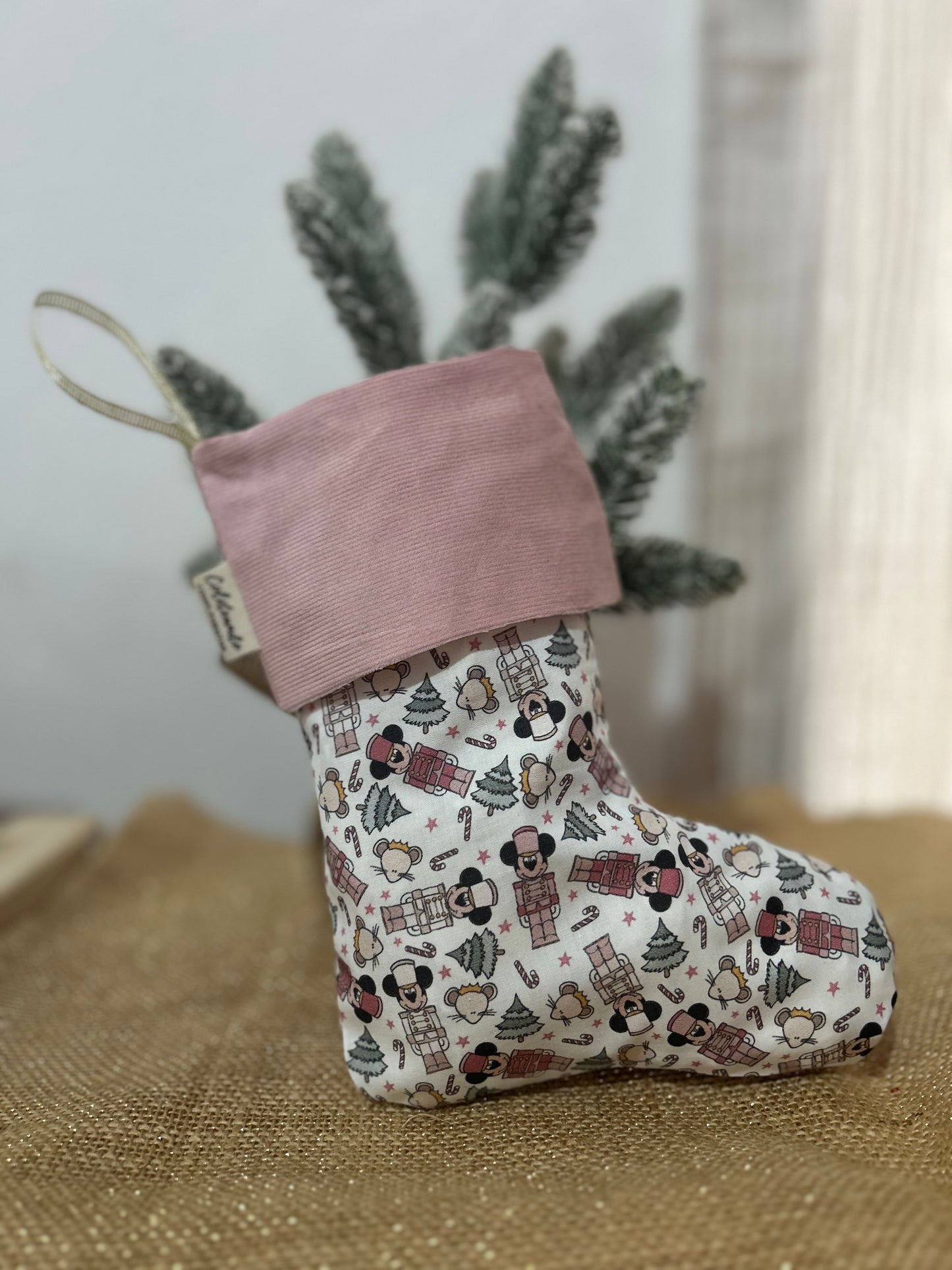 Bota navideña mickey rosa