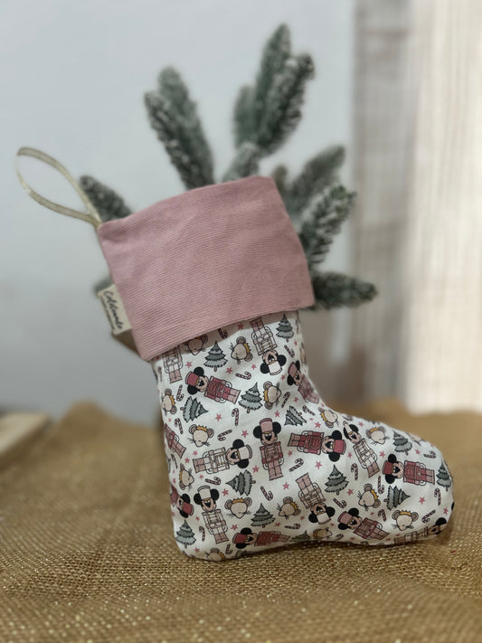 Bota navideña mickey rosa