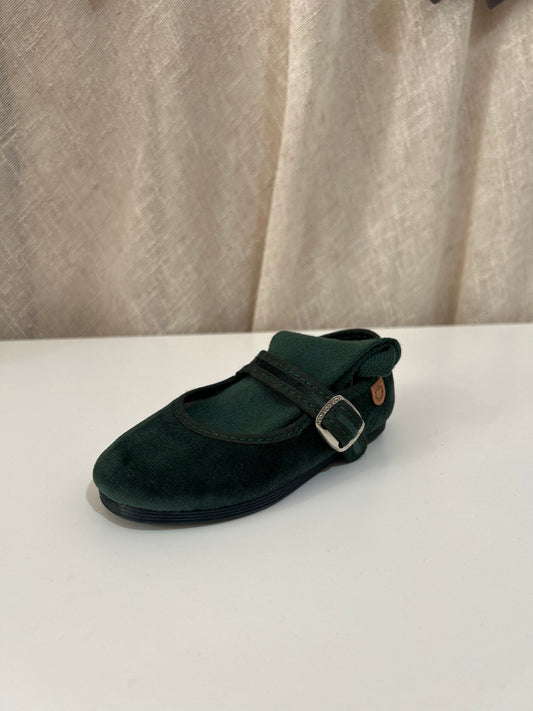 Merceditas verde botella terciopelo