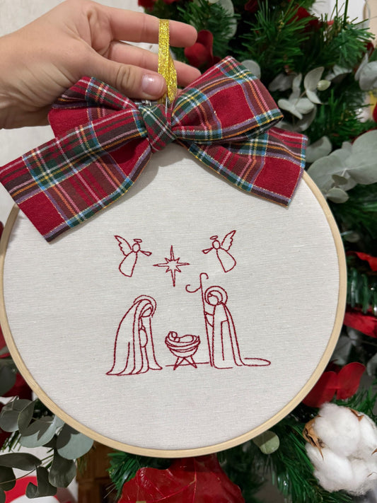 Bastidor Nacimiento lazo vichy rojo